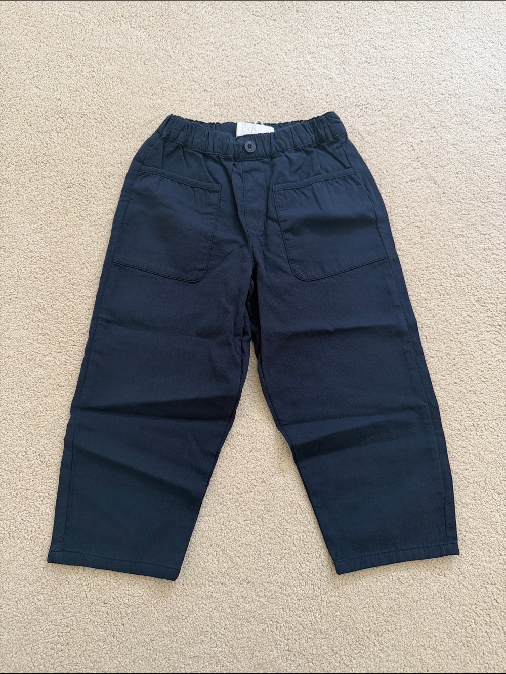 NWT Zara Boys Elastic Waist Navy Pants